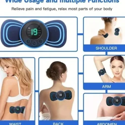 1pc Mini Portable Electric Neck Massager Patch Relieve Back & Shoulder Hip Pain Instantly With Cervical Massage Pad