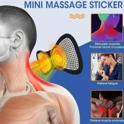 1pc Mini Portable Electric Neck Massager Patch Relieve Back & Shoulder Hip Pain Instantly With Cervical Massage Pad