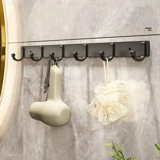 1pc Modern Hanging Hooks For Wall Aluminium Black Towel Holder Bathroom Door Clothe Hanger Coat Rack Wall Mounted