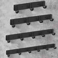 1pc Modern Hanging Hooks For Wall Aluminium Black Towel Holder Bathroom Door Clothe Hanger Coat Rack Wall Mounted