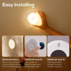 1pc Motion Sensor Lights Indoor Wireless LED Rechargeable magnetic stick on Wall Night Light Battery Operated USB Charging Stair Corridors Closet Kitchen Light Under Cabinets Light