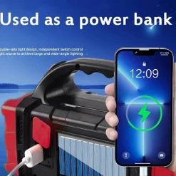 1pc Multifunctional Solar LED+COB Light With Handle, USB Charging Waterproof For Outdoor Camping Safety Emergency At Night