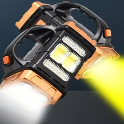 1pc Multifunctional Solar LED+COB Light With Handle, USB Charging Waterproof For Outdoor Camping Safety Emergency At Night
