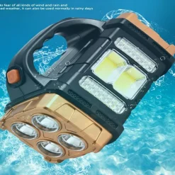 1pc Multifunctional Solar LED+COB Light With Handle, USB Charging Waterproof For Outdoor Camping Safety Emergency At Night
