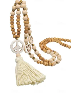 1PC Necklace For Women's Street Daily Wooden Crystal Stone Long