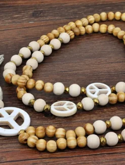 1PC Necklace For Women's Street Daily Wooden Crystal Stone Long