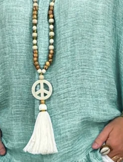 1PC Necklace For Women's Street Daily Wooden Crystal Stone Long