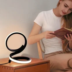 1pc Nordic Simple Spiral Table Lamp, Bedroom Bedside Eye Protection, Dimmable USB Powered LED Decorative Lamp for Home Living Room Bedroom