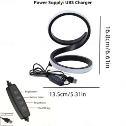 1pc Nordic Simple Spiral Table Lamp, Bedroom Bedside Eye Protection, Dimmable USB Powered LED Decorative Lamp for Home Living Room Bedroom