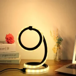 1pc Nordic Simple Spiral Table Lamp, Bedroom Bedside Eye Protection, Dimmable USB Powered LED Decorative Lamp for Home Living Room Bedroom