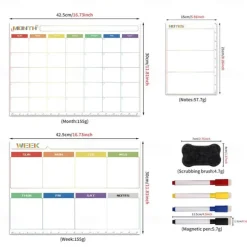1pc Notes Wallpaper Magnetic Monthly/Weekly/Daily Planner Calendar Table Dry Erase Whiteboard Blackboard Fridge Sticker Message Board Menu