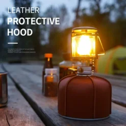 1pc Outdoor Camping Flat Gas Cylinder Leather Cover, Durable Protective Case, Weather-Resistant, Stylish and Practical, Safeguards Gas Cylinder from Scratches and Damage, Ideal for Outdoor Camping and Picnics