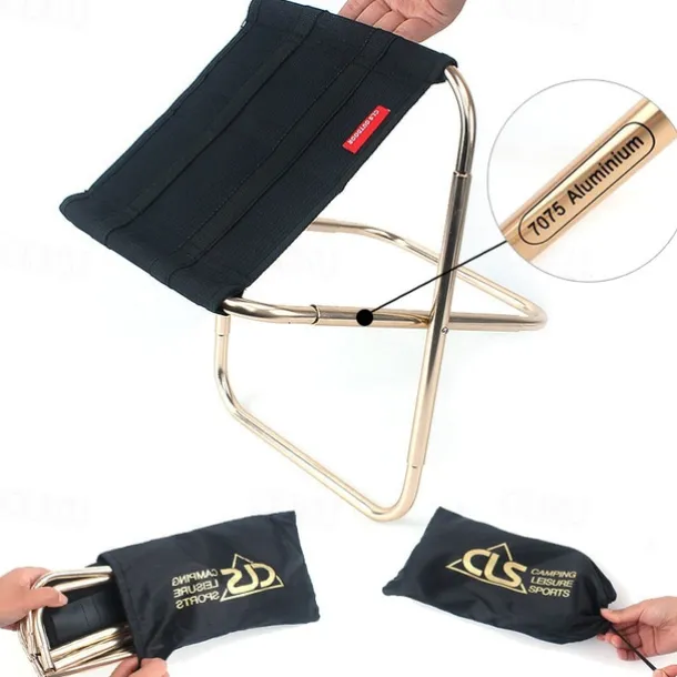 1pc Outdoor Folding Chair 7075 Aluminum Alloy Camping Folding Chair