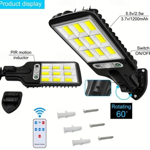 1pc Outdoor LED Solar Sensor Street Light, Waterproof RIR Motion Sensor with 3 Lighting Modes for Garden Patio Path Yard Garage Wall Lamp