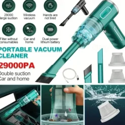 1pc 29000Pa Mini Cordless Vacuum Cleaner 120W Strong Suction Car Vacuum Cleaner Handheld Cordless Cleaning Appliances For Car Home PC