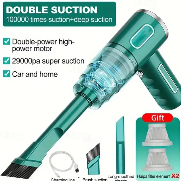 1pc 29000Pa Mini Cordless Vacuum Cleaner 120W Strong Suction Car Vacuum Cleaner Handheld Cordless Cleaning Appliances For Car Home PC