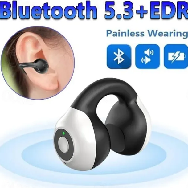 1PC Painless Wear Ear-clip Single Ear Earphone Wireless Bluetooth5.3 Earbuds with Microphone