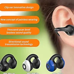 1PC Painless Wear Ear-clip Single Ear Earphone Wireless Bluetooth5.3 Earbuds with Microphone