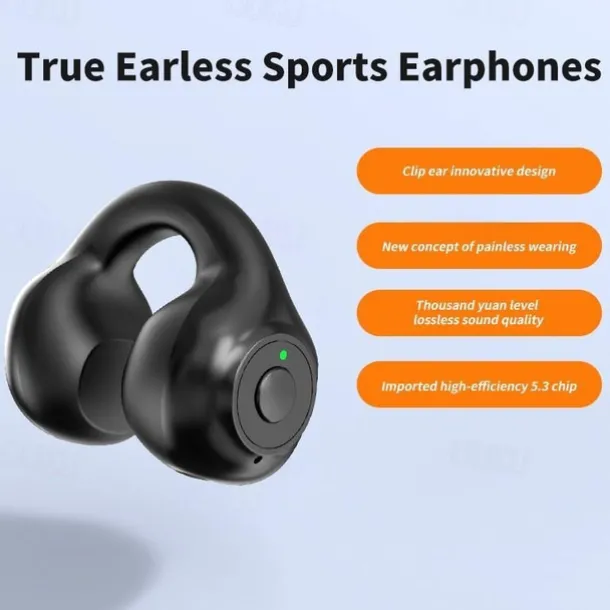 1PC Painless Wear Ear-clip Single Ear Earphone Wireless Bluetooth5.3 Earbuds with Microphone