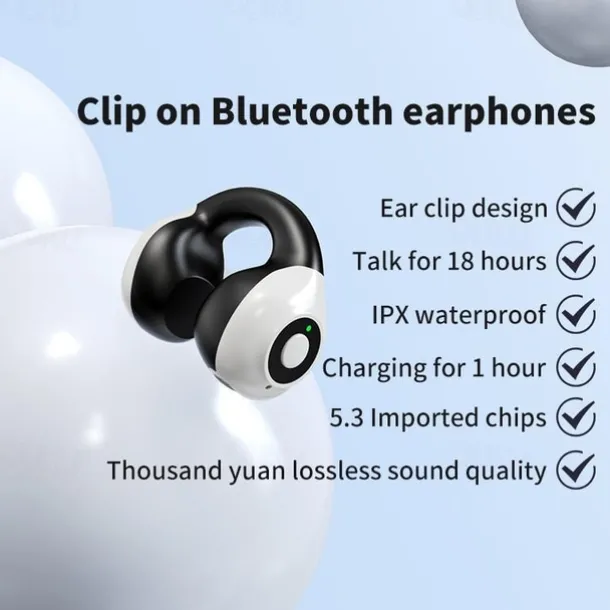1PC Painless Wear Ear-clip Single Ear Earphone Wireless Bluetooth5.3 Earbuds with Microphone