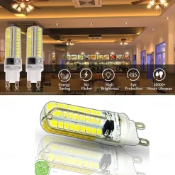1pc 6pcs 10 Watts Silicone Coated G9 LED Light Bulb 360 Degree Dimmable G9 Light Bulb 60w Equivalent 72pcs SMD 3014 LED G9 AC220V