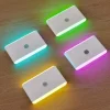 1PC PIR Motion Sensor Night Light - RGB Color Changing Cabinet Light, USB Charging Body Sensing Night Lamp for Stairs, Bedroom and Hallway