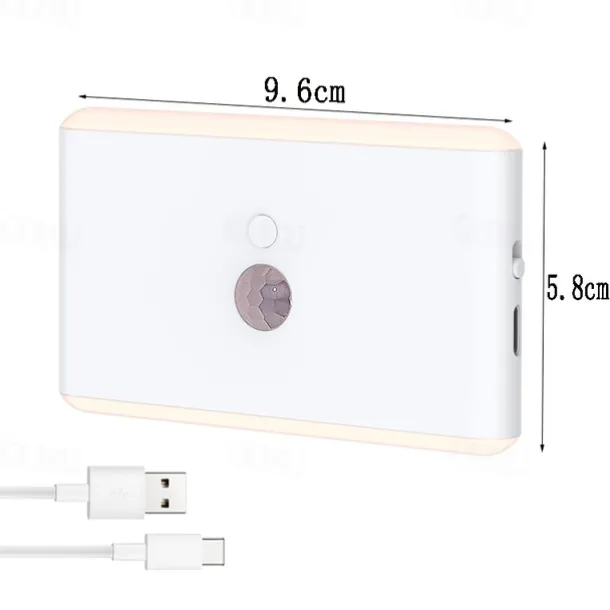 1PC PIR Motion Sensor Night Light - RGB Color Changing Cabinet Light, USB Charging Body Sensing Night Lamp for Stairs, Bedroom and Hallway