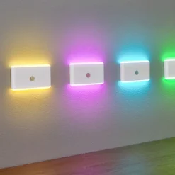 1PC PIR Motion Sensor Night Light - RGB Color Changing Cabinet Light, USB Charging Body Sensing Night Lamp for Stairs, Bedroom and Hallway