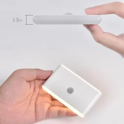 1PC PIR Motion Sensor Night Light - RGB Color Changing Cabinet Light, USB Charging Body Sensing Night Lamp for Stairs, Bedroom and Hallway