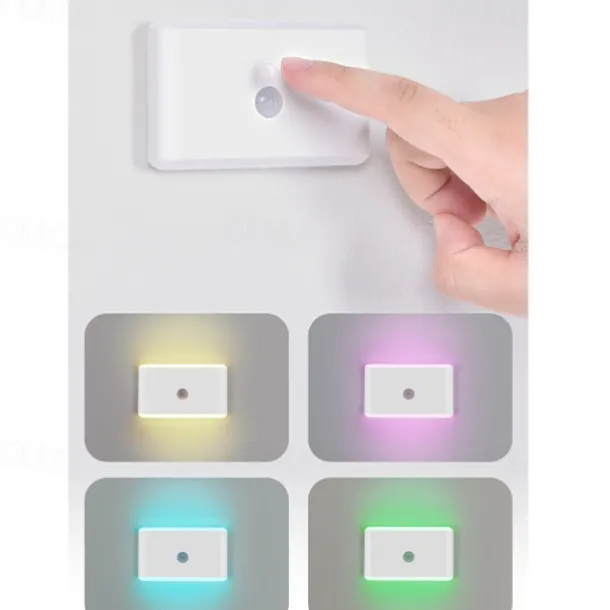 1PC PIR Motion Sensor Night Light - RGB Color Changing Cabinet Light, USB Charging Body Sensing Night Lamp for Stairs, Bedroom and Hallway