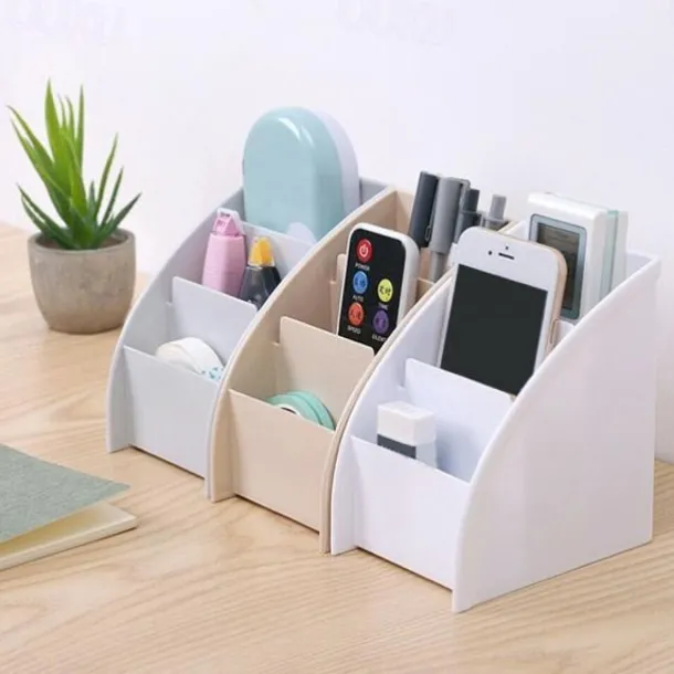 1PC Plastic Desktop Storage Box Cell Phone Holder TV Remote Control Stand Box