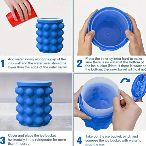 1pc, Plastic Ice Bucket, Quick Cold Preservation Ice Maker, Ice Making Wine Containers, Size Ice Bucket Circular Ice Maker, Commercial Ice Maker, Summer Essential