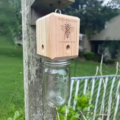 1pc Premium Natural Wooden Carpenter Bee Trap - Outdoor Hanging, Box Style Insect Trap