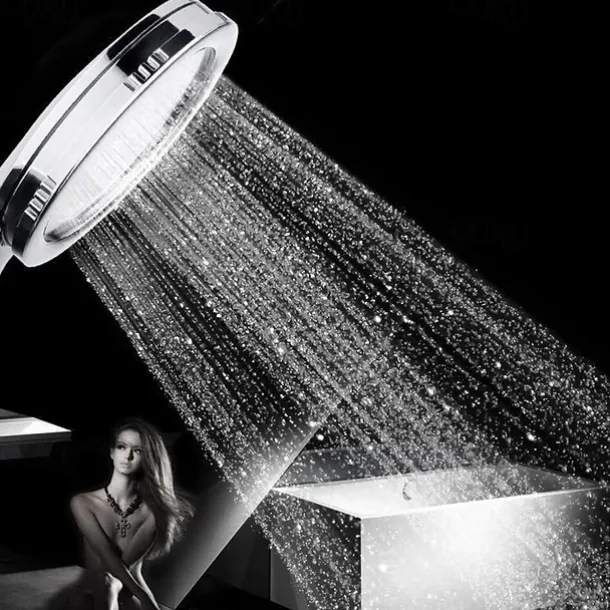 1PC Pressurized Nozzle Shower Head ABS Bathroom Accessories High Pressure Water Saving Rainfall Chrome Handheld Shower Bath Head