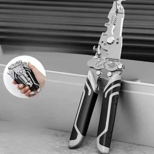 1pc ProMaster Multifunctional Wire Stripper Cutter Foldable Metal Tool with Hook Knife Screwdriver Wrench Quick Wire Stripping and Cutting Electrician Hand Tool