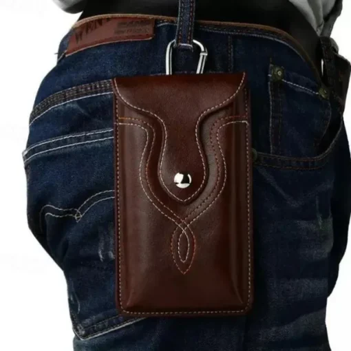 1pc PU Leather Universal Vertical Leather Phone Pouch Belt Clip Holster Waist Bag Case Cover