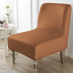 1Pc PU Waterproof Solid Color Stretch Armless Chair Cover - Durable PU Leather Slipcover for Single Oversized Chairs - Ideal for Home and Hotel Furniture Protection