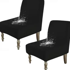 1Pc PU Waterproof Solid Color Stretch Armless Chair Cover - Durable PU Leather Slipcover for Single Oversized Chairs - Ideal for Home and Hotel Furniture Protection