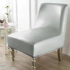 1Pc PU Waterproof Solid Color Stretch Armless Chair Cover - Durable PU Leather Slipcover for Single Oversized Chairs - Ideal for Home and Hotel Furniture Protection