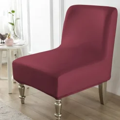 1Pc PU Waterproof Solid Color Stretch Armless Chair Cover - Durable PU Leather Slipcover for Single Oversized Chairs - Ideal for Home and Hotel Furniture Protection