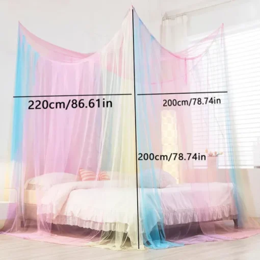 1Pc Rainbow Canopy Bed Curtains Princess Bed Canopy for Girls Bed Drapes Netting Bedroom Decoration