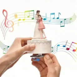 1pc Resin Musical Box 5.5 Inch Mother-Daughter Figurine Ideal Gift For Mom From Daughter For Birthday Mothers Day Gift For Home Room Living Room Office Decor