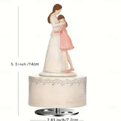 1pc Resin Musical Box 5.5 Inch Mother-Daughter Figurine Ideal Gift For Mom From Daughter For Birthday Mothers Day Gift For Home Room Living Room Office Decor