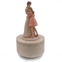 1pc Resin Musical Box 5.5 Inch Mother-Daughter Figurine Ideal Gift For Mom From Daughter For Birthday Mothers Day Gift For Home Room Living Room Office Decor