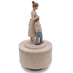 1pc Resin Musical Box 5.5 Inch Mother-Daughter Figurine Ideal Gift For Mom From Daughter For Birthday Mothers Day Gift For Home Room Living Room Office Decor
