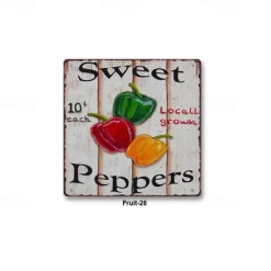 1pc Retro Metal Tin Sign Fruit Tin Sign Vintage Kitchen Signs Wall Decor, Painting Wall Hanging for Restaurant Decor Bar Decor Home Decor Wall Art Metal Tin Sign 30x30cm/12''x12''