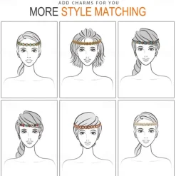 1PC Rhinestone Beaded Headband, Elastic Jewelry Hair Bands for Lady Women Girl Hair Accessories 20-26.8'' Multicolor