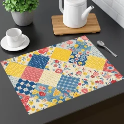 1PC Rural American Floral Placemat Table Mat 12x18 Inch Table Mats for Party Kitchen Dining Decoration