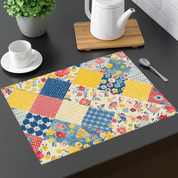 1PC Rural American Floral Placemat Table Mat 12x18 Inch Table Mats for Party Kitchen Dining Decoration