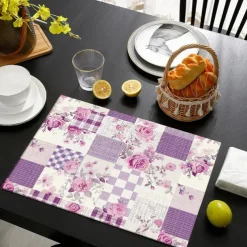1PC Rural American Floral Placemat Table Mat 12x18 Inch Table Mats for Party Kitchen Dining Decoration
